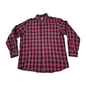 Duluth Trading Co Shirt Mens Large Black Red Plaid Button Up Flannel Workwear